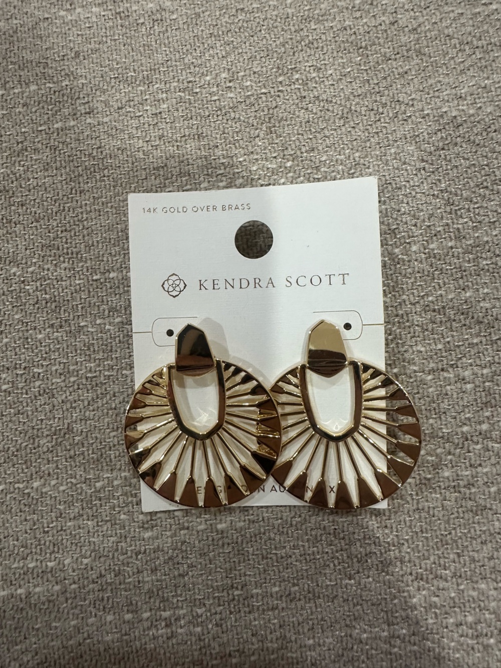 Laura Scott Gold and White Fan Drop Earrings